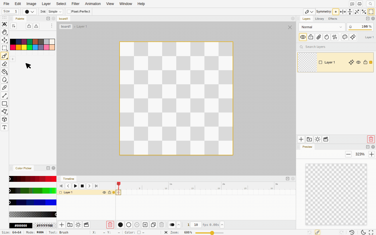 The color picker on its Sliders mode, already showing red, green, blue and alpha rows: the red, blue and green rows are dragged and the primary color follows, then the cog opens the settings, the color space switches to HSV and the rows become hue, saturation and value, and back to RGB