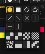 Brush shape picker showing all 10 shape variants