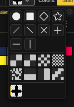 Brush picker menu with a captured custom brush shown in its own row below the geometric shapes