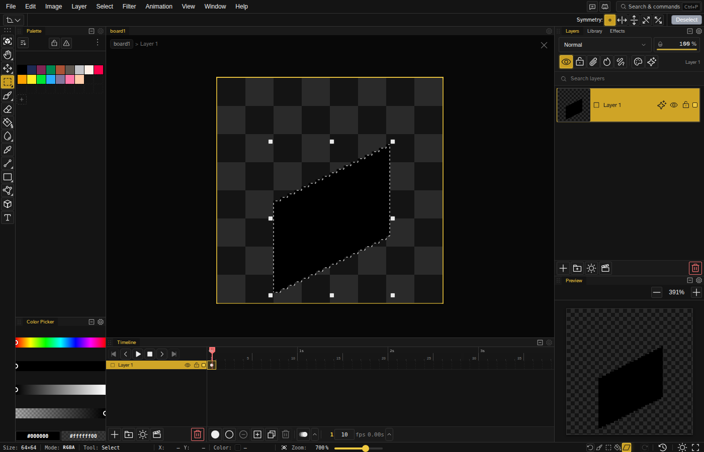 A rectangle on the canvas after applying Isometric Skew Left — left side stepped down