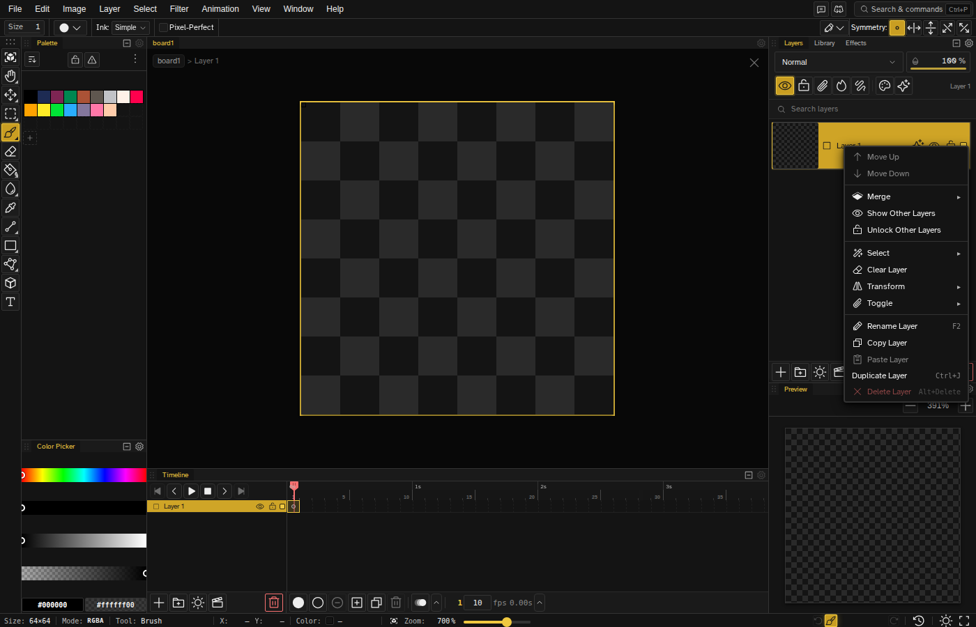 Layer right-click context menu with every per-layer action