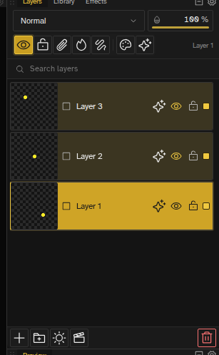 Layer panel with multiple layers stacked