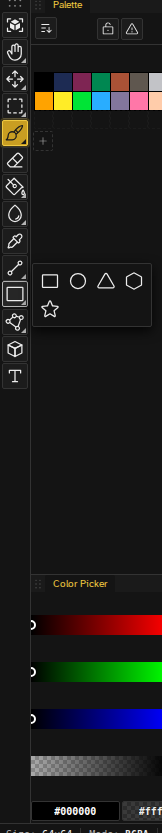 Shape tools in the toolbar