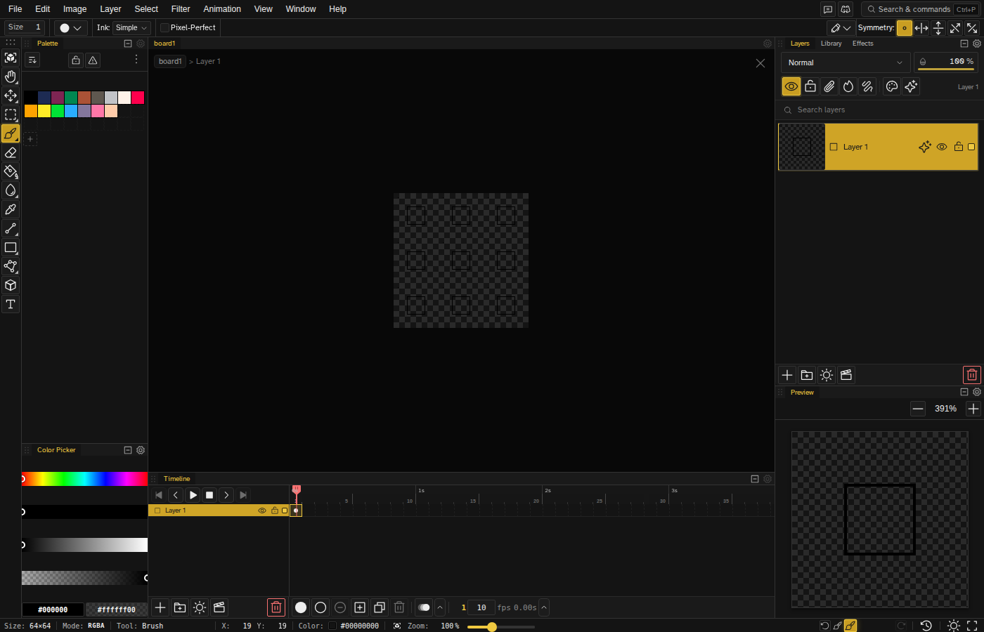Canvas repeated in a 3x3 grid with tile mode enabled