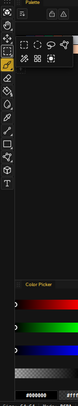 Selection tool group expanded from the tool panel