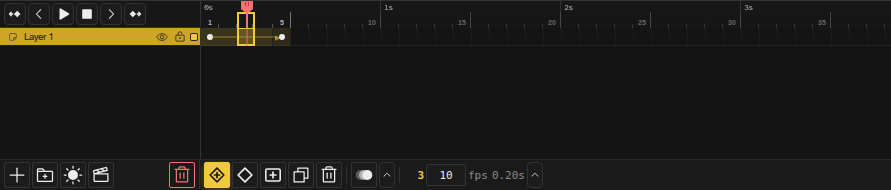 Timeline with a tweened span: an arrow line connects the keyframe at frame 1 to the keyframe at frame 5
