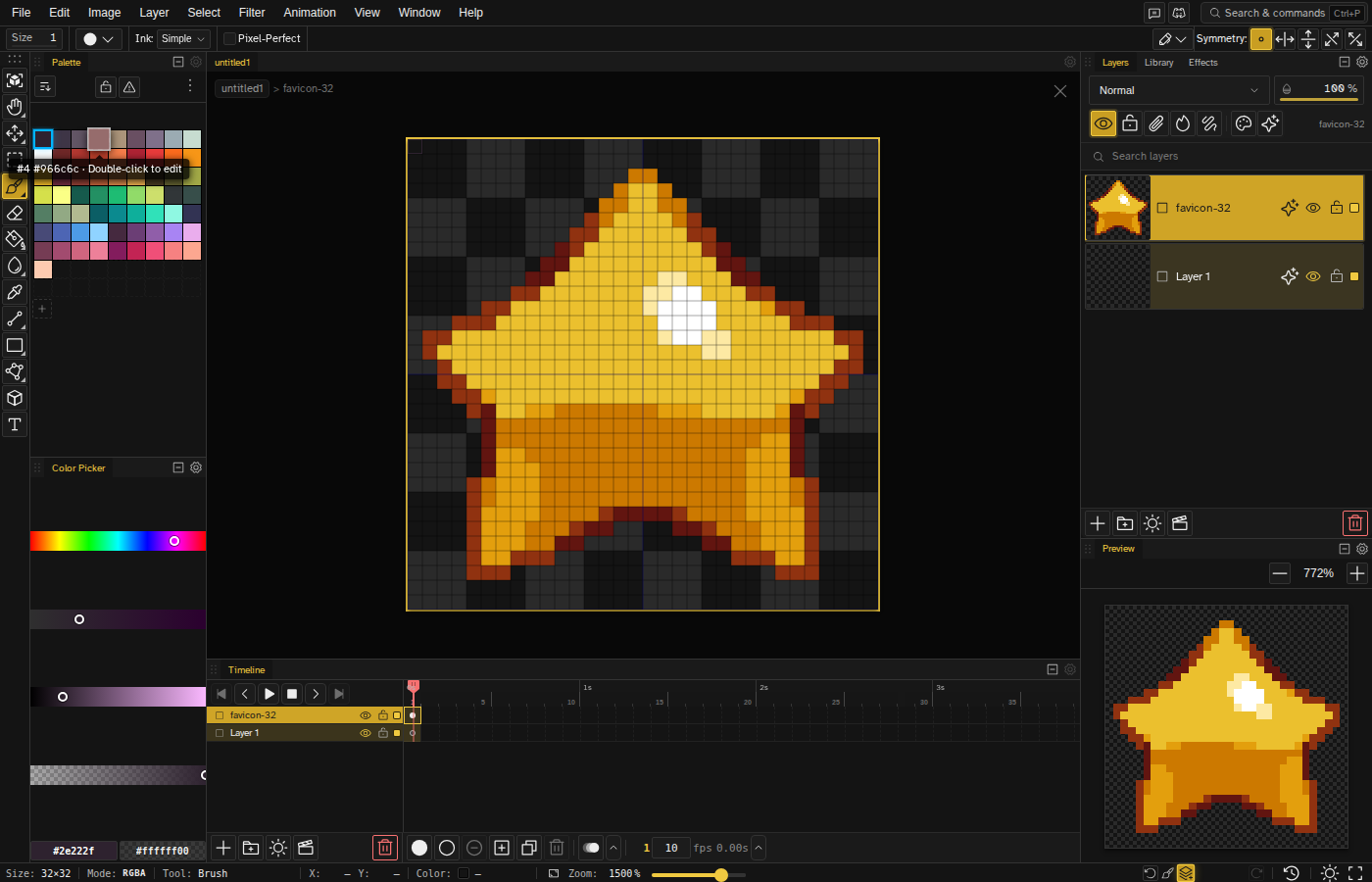 Pixel art star on the Novaboard grid canvas, one pixel per stitch